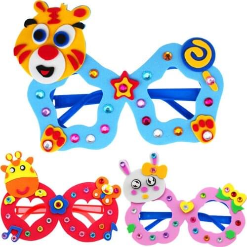 New Arts Crafts Diy Toys Cartoon Glasses Baby Craft Kits for Kids Puzzles Educational for Childrens Toys Fun Party Diy Gift