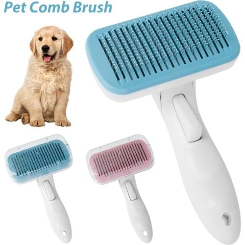 The New Pet Cat Dog Beauty Hair Remover Comb Massage Brush Self Cleaning Slicker Pet Supplies Tools