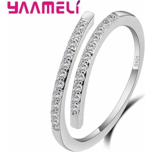 New Promotion 925 Sterling Silver Adjustable Ring for Bridal AAA Zircon Jewelry Bague for Women Wedding Engagement