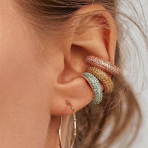 New Fashion Pearl Ear Cuff Small Earring for Women Trendy Punk Gold-color Round Huggie Hoop бижутери Crystal Jewelry No Piercing