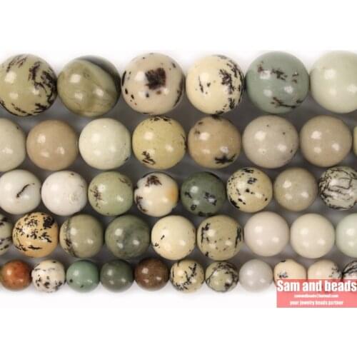 Wholesale Natural Stone Green Flower Jaspers Round Loose Beads 6 8 10 12MM Pick Size For Jewelry Making GFJ20
