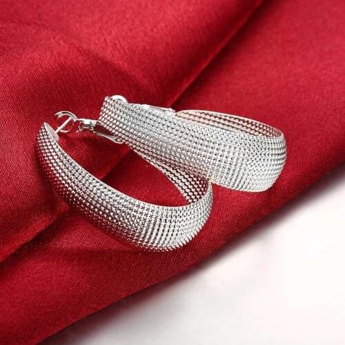 Wholesale Fashion Jewelry Female Silver Plated Jewelry Mesh Circle Hoop Earrings For Women