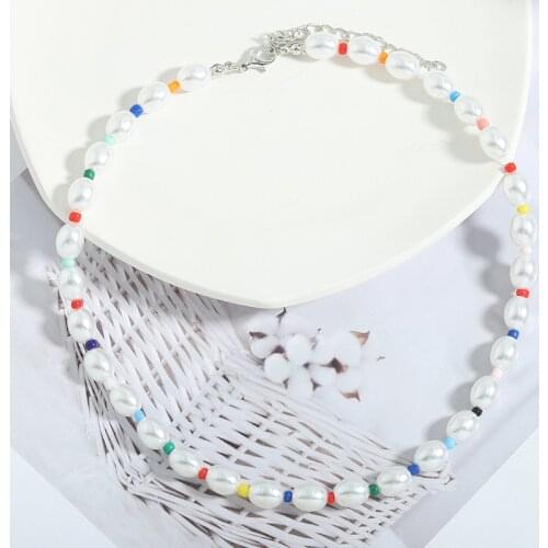 Ins Korea Trendy Simple Pearls Colorful Beads Necklace For Women Men Unisex Fashion Jewelry Gift