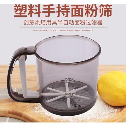 Plastic flour sieve kitchen stainless steel baking utensils semi-automatic hand-held flour sieve cake tool