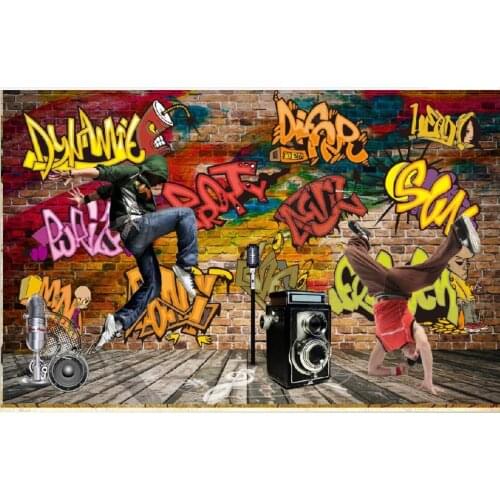 Custom photo wallpaper for walls 3 d murals Retro graffiti street dance bar background wall paper home decor