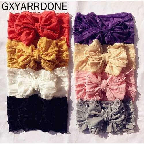 8 Pcs/lot Baby Girls Lace Bows Headband Vintage Princess Headdress Spring Large Knot Bows Hair Accessories Toddler Headwrap