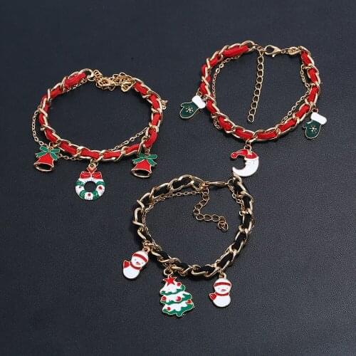 Lovely Snowman Moon Dangle Bracelet Alloy Chain Christmas Tree Bracelets New Year Best Celebration Gift Fashion Jewelry Bangle