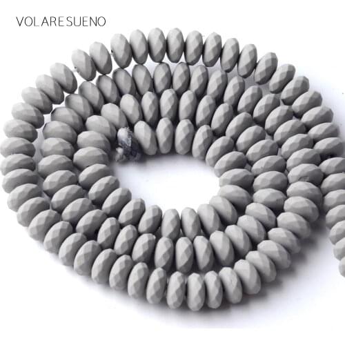 Natural Grey Matter Rubber Rondelle Shape Hematite Stone Beads For Jewelry Making Diy Bracelet 6mm Round Space Loose Beads 15"