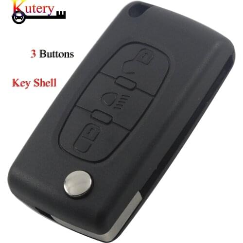 Kutery Folding Remote Car Key Shell For Citroen C2 C3 C4 C5 C6 For Peugeot 107 207 307 3Buttons VA2/HU83 Blade For CE0523/CE0536