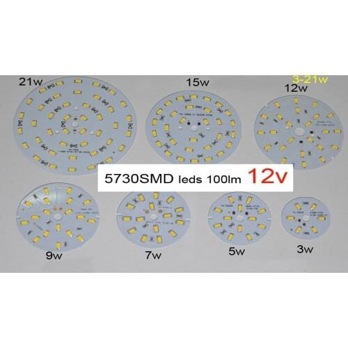 Led source MD5730 PCB 12V 100LM/W Lamp 3W 5W 7W 9W 12W 15W 21W Led Bulb White / Warm White For DIY LED Bulb home lighting 5pcs