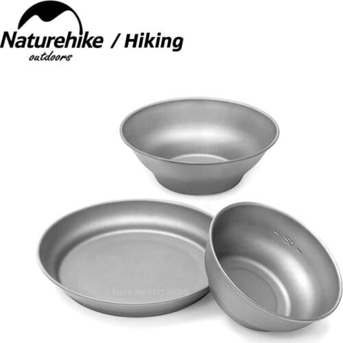 Naturehike Camping Titanium Tableware Ultralight Plate Bowl Dish Outdoor Picnic BBQ Tableware Portable Camping Cooking Equipment
