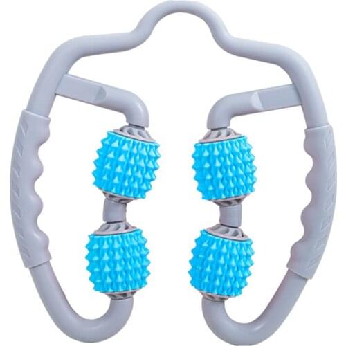 U Shape Trigger Point Massage Roller for Arm Leg Neck Muscle Tissue for Fitness Gym Yoga Pilates Sports 4 Wheel Yoga Accesories