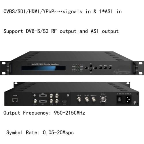 VEK-3543C, DVB-S2 encoder modulator, CVBS/SDI/HDMI/YPbPr/ASI to DVB-S2 modulator