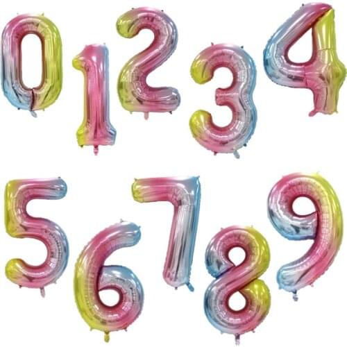 40 inch Large Rainbow Color Number Foil Balloons 0-9 year birthday party decorations kids Helium Balloon Baby Shower Party