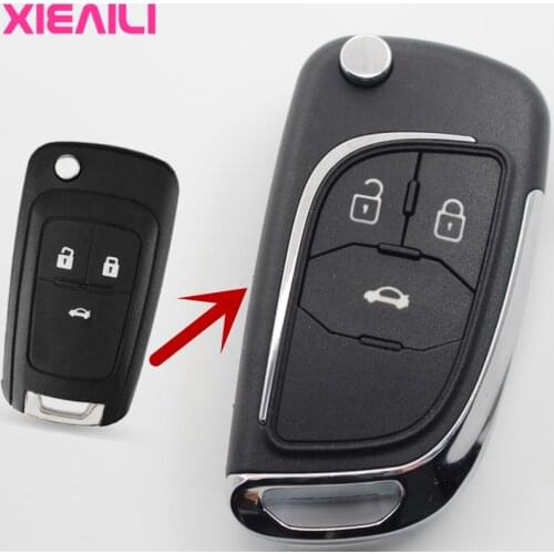 XIEAILI 10Pcs OEM 3Button Modified Flip Folding Remote Key Case Shell For Chevrolet Lova/Sail/Aveo/Cruze Key Fob Case S498