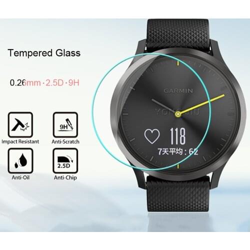 For Garmin Vivomove HR Tempered Glass Screen Protector 0.26mm 2.5D Smart Watch Anti-Scratch Film Guard for Garmin Vivo Move HR