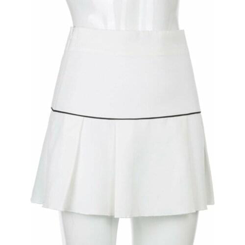 2021 Hot Womens Pleated Skirt Preppy Style Elastic Waist A Line Skirts Casual Streetwear