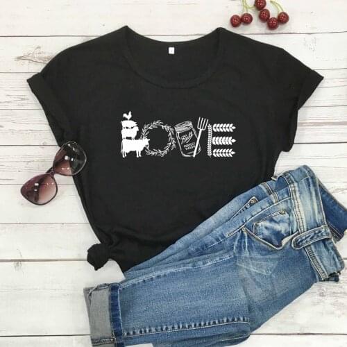 LOVE farmhouse graphic women fashion pure cotton casual t shirt young hipster street style vintage tees girl street style tops