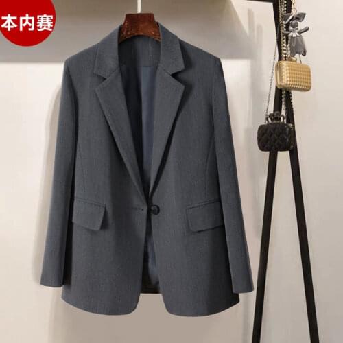 Blazer Women Gray Suit Jacket Autumn One Button Womens Suit Veste Femme
