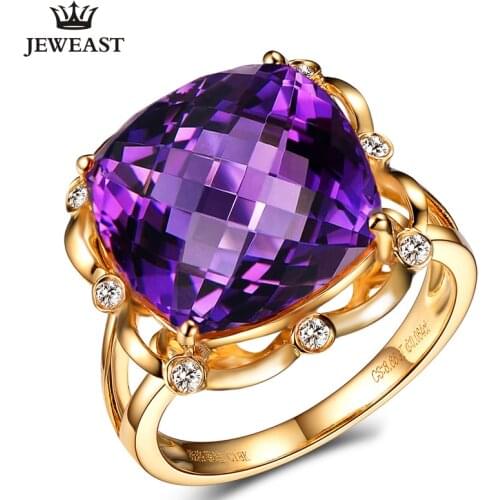 SLFD Natural Amethyst 18K Pure Gold 2020 New Hot Selling Top Ring Women Heart Shape Ring For Ladies Woman Genuine Jewelry