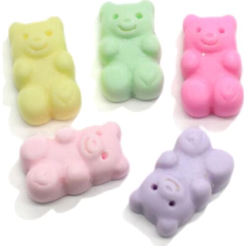 100pcs Realistic Resin Gummy Bear Flatback Cabochons Miniature Gummy Bear Flat Back Resin Candy Embellishments Hair Bow DIY