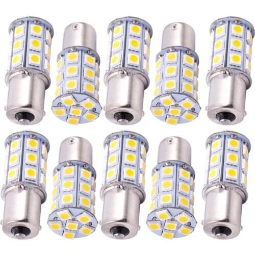 10X Warm White 27 SMD LED 1156 1141 1003 RV Camper Trailer Interior Light Bulbs