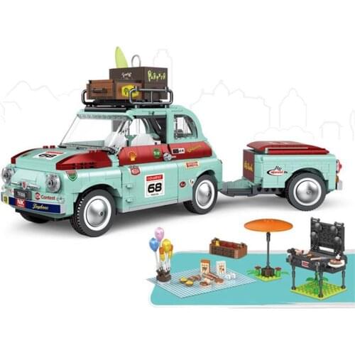 1475pcs Urban Tourist Picnic Car Building Block Trailer Transporter Toy Car Assembly Toy ChildrenS Miniature Building Block Toy