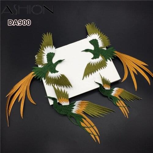 2 sets embroidery Iron stick Dress trousers lace applique flower peacock bird patch dancing garment accessories DA900