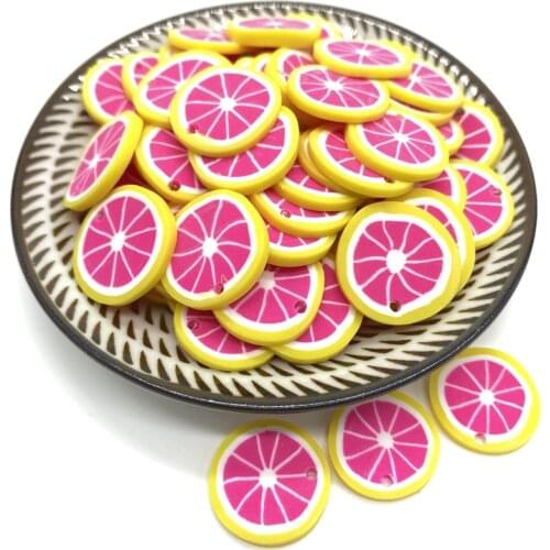 20Pcs/lot 20mm Grapefruit Beads Flakes Clay Beads Polymer Spacer Beads For Jewelry Making DIY Bracelet Hairpin #A89-15