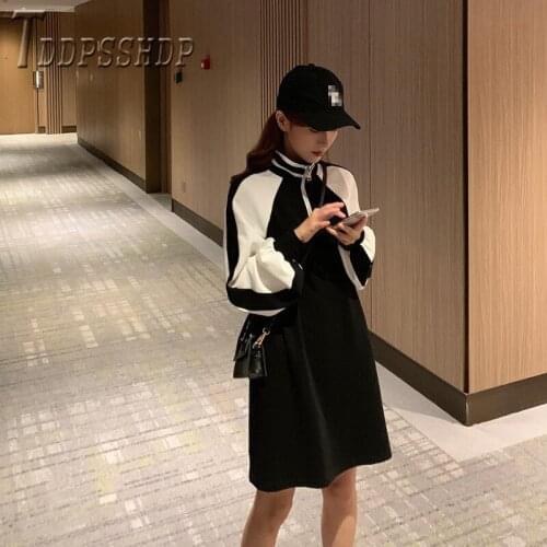 2019 Stand Collar Zipper Chic Women Sweatshirt Long Style Casual Female Sweatshirts