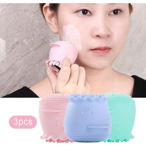 3Pcs Silicone Face Cleansing Brush Facial Cleanser Pore Cleaner Exfoliator Face Scrub Washing Brush Skin Care Massage Wash Tool