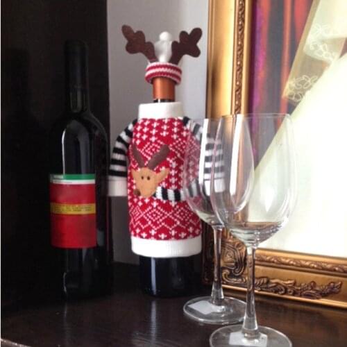 4 pcs Red Christmas Wine Bottle Cover Navidad Santa Claus Dinner Christmas Table Decoration for Home New Year Party Decor