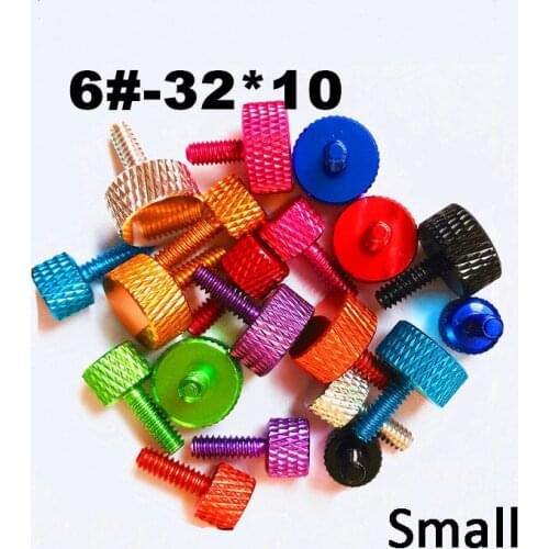 5PCS 6#-32*10 Aluminum alloy unmanned chassis panel DIY color hand twist knurling hard disk computer graphics card screw