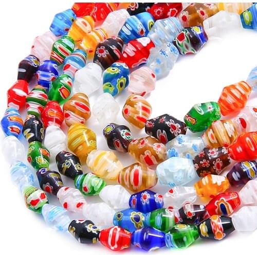 8x10mm 10x12mm 38Pcs Oval Shape Flower Patterns Mix Color Lampwork Glass Beads DIY Jewelry Bracelets Making DIY Findings Supply
