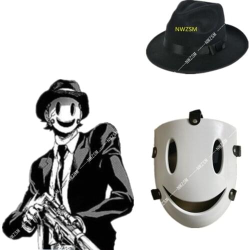 Anime cosplay Tenkuu Shinpan High-Rise Invasion Cosplay Mask hat PVC White Mask Japanese Samurai Costume Props