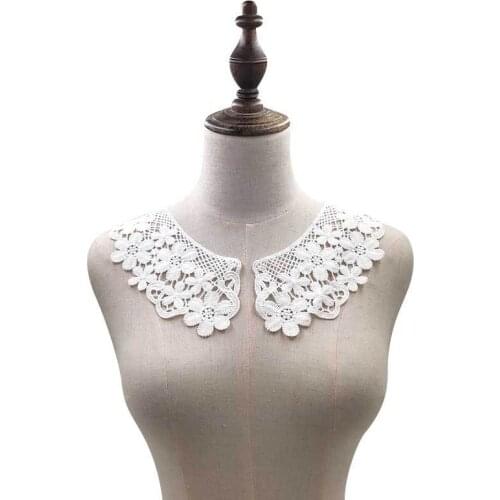 Hollow Out Fake Collar Solid Black White Neckline Applique Neckband Embroidery Water Soluble Lace Collars Diy Applique Accessory
