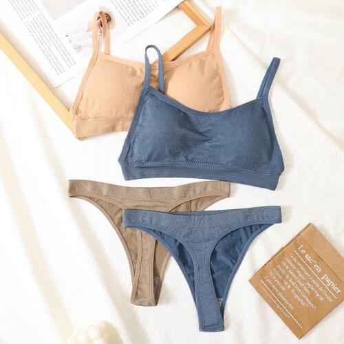 2PCS Bra Set Women Underwear Set Seamless Bra Brazilian Thong Wirefree Bra Fitness Beachwear Female Crop Tops Sexy Lingerie