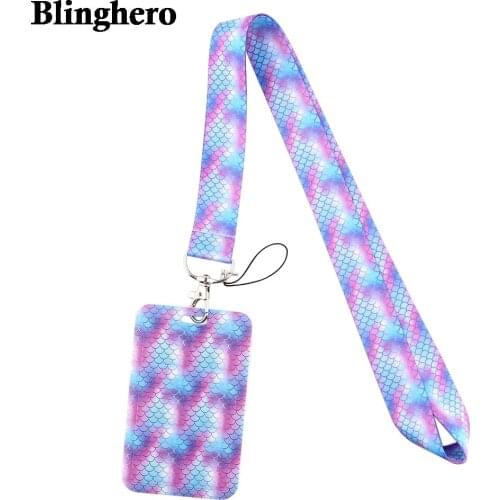 CB618 Fish Scales Fashion Lanyard ID Badge Holder Bus Pass Case Cover Slip Bank Credit Card Holder Strap School Office Supplies