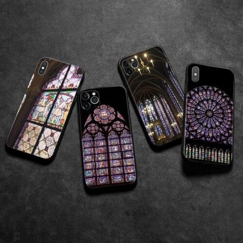Church gothic Sainte-Chapelle Stained glass For iPhone se 6s 7 8 plus x xr xs 11 12 mini pro max silicone phone case cover shell