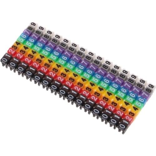 Cable Markers Colourful C-Type Marker Number Tag Label For 2-3mm Wire Cable Markers