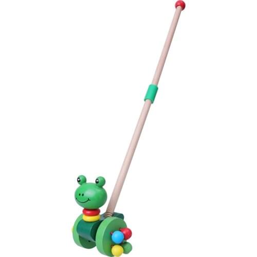 Wooden Cartoon Animals Baby Pushing Cart Toys Creative Baby Walker Toy Kids Pushing Rod Puzzle Trolley Cart Toys Gifts