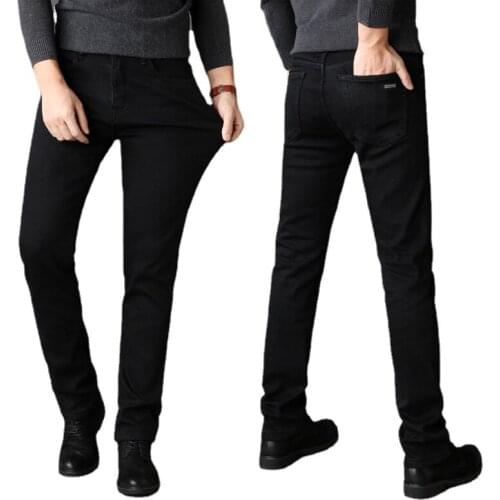 Black Grey Brands Jeans Trousers Men Clothes Elasticity Skinny Jeans Business Casual Male Denim Slim Pants Classic Style