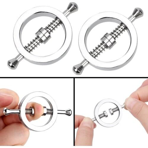 1 Pair Sex Slave Restraints Metal Nipple Clips Nipple Stimulator Sex Toys for Couple Adjustable Torture Play Clamps Adult Games