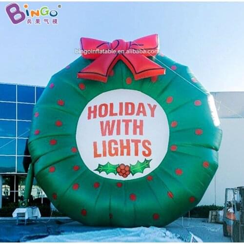 Free Shipping 5mH Giant Inflatable Christmas Wreath Balloons For Outdoor Holiday Decoration - Toys