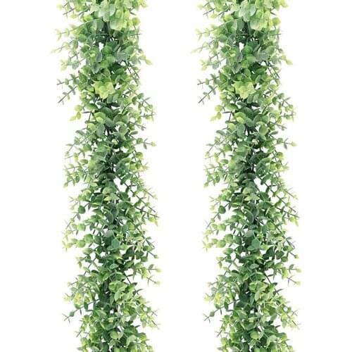 2Pack Artificial Eucalyptus Garland, Artificial Vines Faux Eucalyptus Greenery Garland Wedding Backdrop Arch Wall Decor