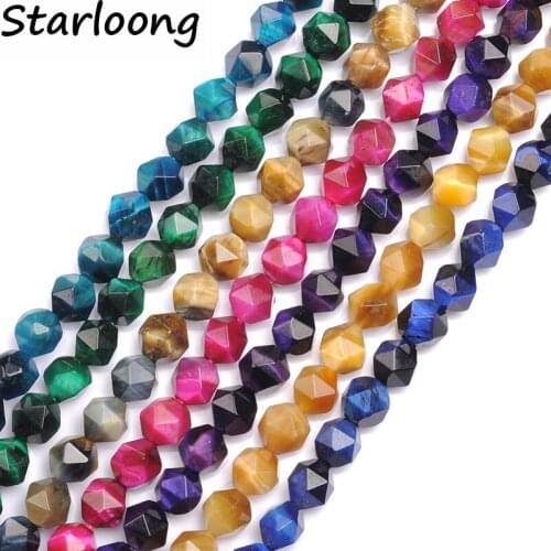 Many Colors Faceted Gold Tiger Eye Stone Beads Natural Stone Beads DIY Loose Strand for Jewelry Making Bracelet Necklace 8mm 15"