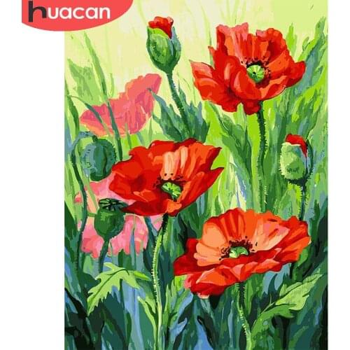 HUACAN Diamond Painting Flower Kits Full Drill Diamond Mosaic Poppy Cross Stitch Rhinestones Picture Home Decor