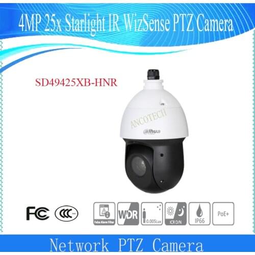 DAHUA Security IP PTZ Camera 4MP 25x Starlight IR WizSense Network PTZ Camera DH-SD49425XB-HNR
