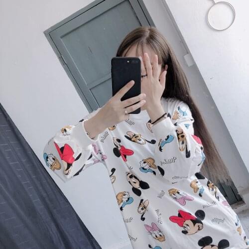 2021 Summer Children Clothes Suits Disney Mickey Minnie Boys Girls Printed Coat+Pants Kids Long Sleeve Dress Parent-Child Outfit