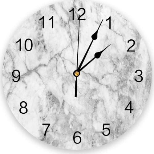 Art Design Marble Round Wall Clock Creative Home Decor Living Room Quartz Needle Wall Clocks Hanging Watch